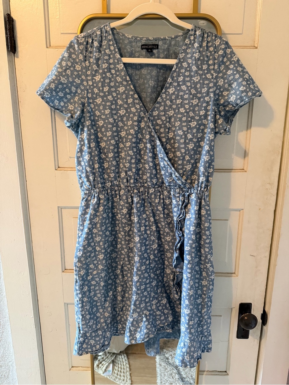 J. Crew Blue Floral Wrap Mini Dress